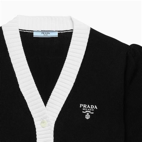 prada black and white cardigan|vintage prada cardigan.